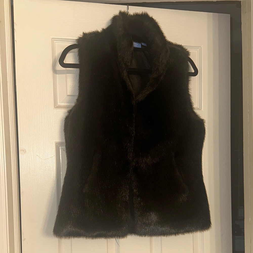 Simply Vera Vera Wang Dark Brown Faux Fur Vest